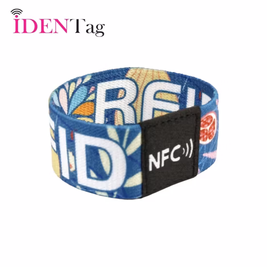 재사용 가능한 스트레치 RFID 탄성 손목 밴드 NFC Ntag213 탄성 손목 밴드